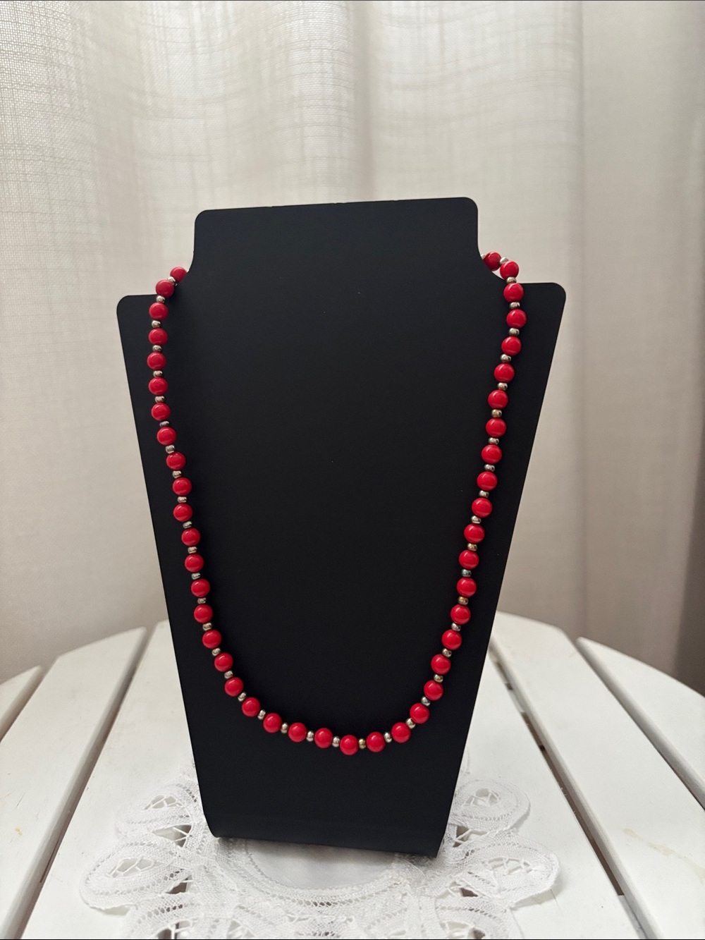Vintage red beaded necklace